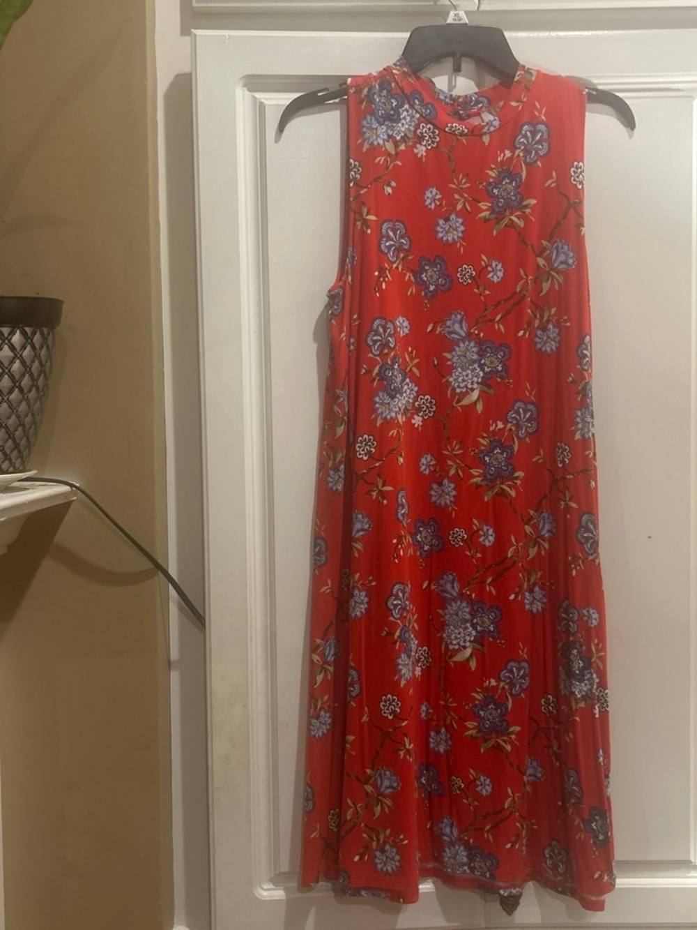 LOFT Red Sleeveless Floral Midi Dress